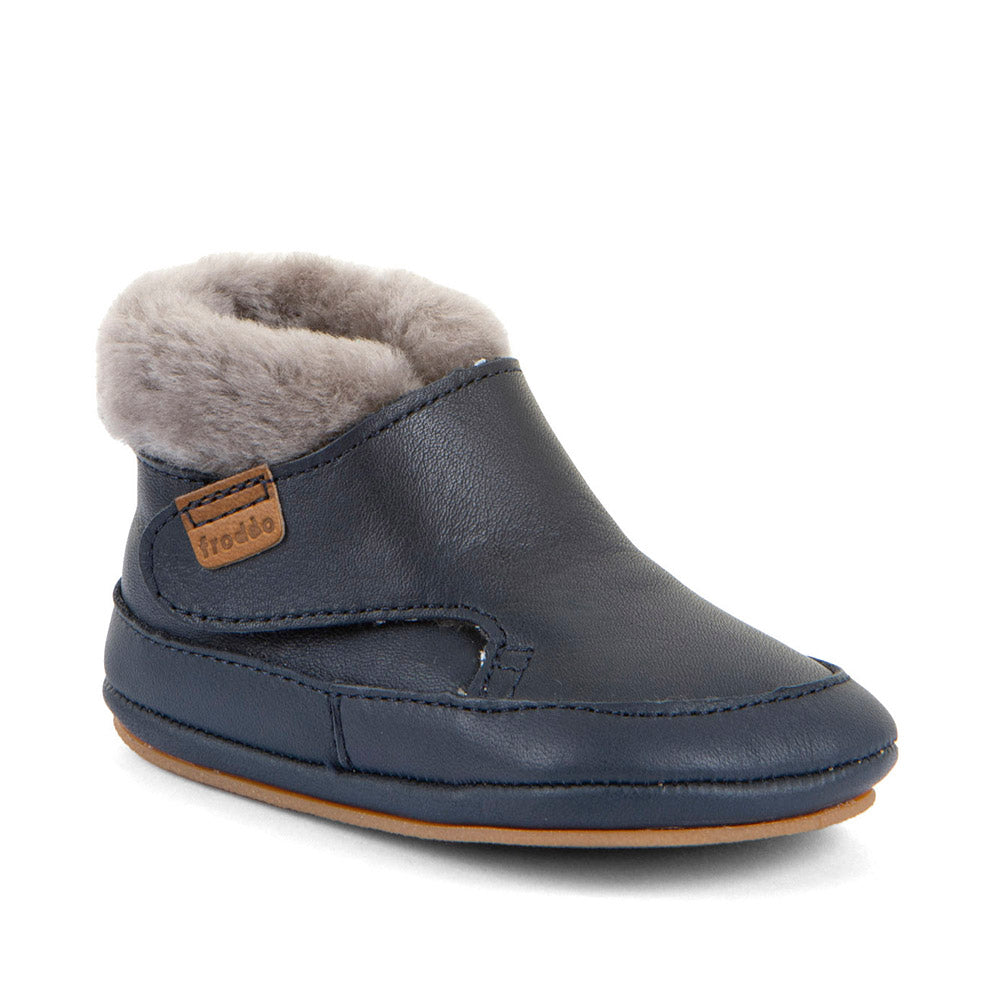 Froddo Barefoot Furry Dark Blue siltie ādas zābaciņi