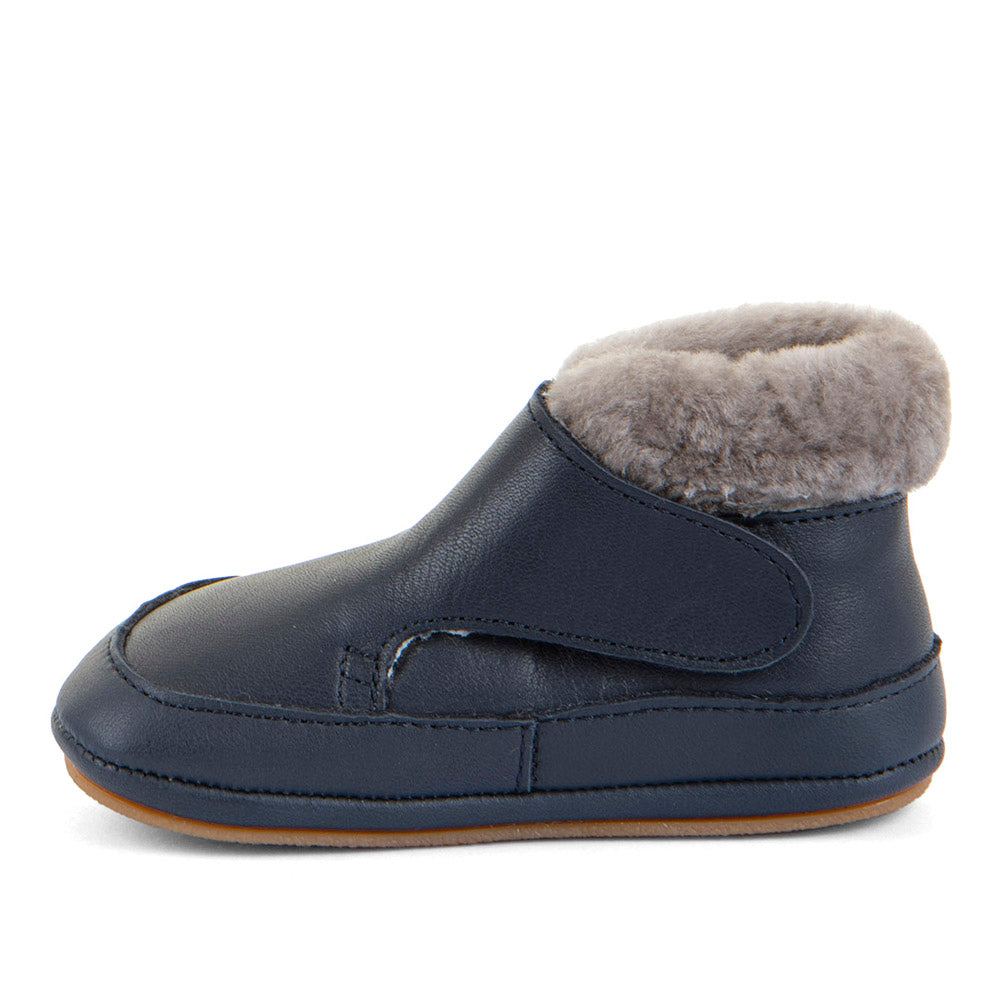 Froddo Barefoot Furry Dark Blue siltie ādas zābaciņi