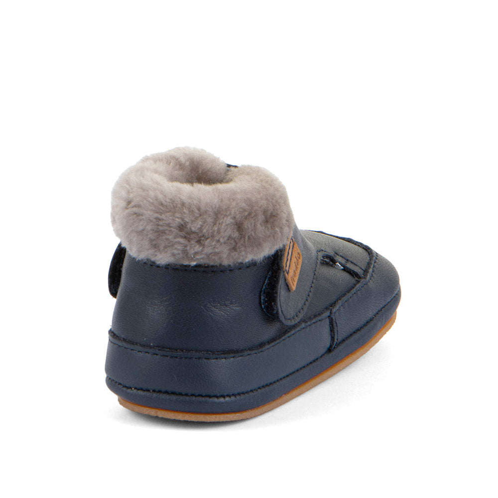 Froddo Barefoot Furry Dark Blue siltie ādas zābaciņi