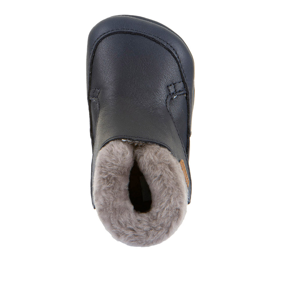 Froddo Barefoot Furry Dark Blue siltie ādas zābaciņi