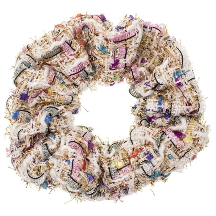 SIENA Tweed Scrunchie Cream matu gumija