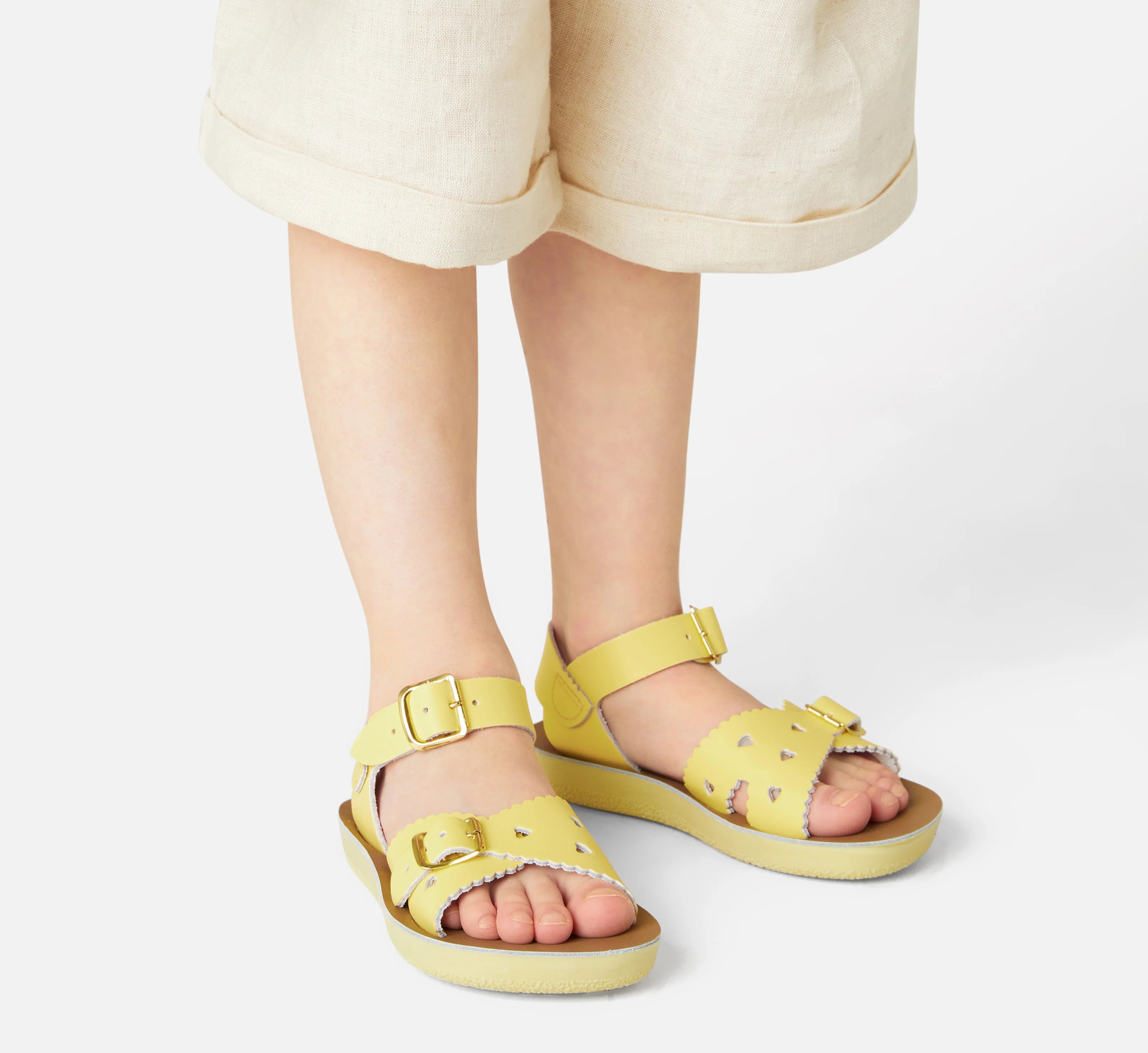 Sun-San Sweetheart Butter Yellow sandals for youngsters
