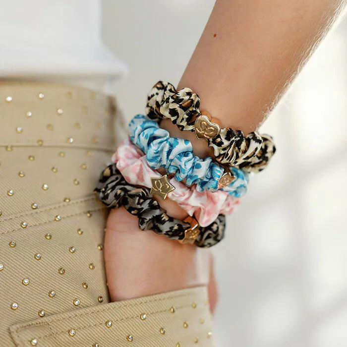 byEloise Gold Star Gray Leopard zīda matu gumija