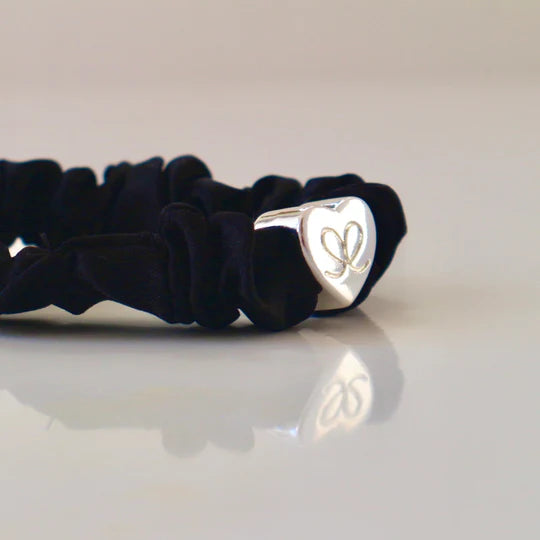 byEloise Gold Heart Black zīda matu gumija