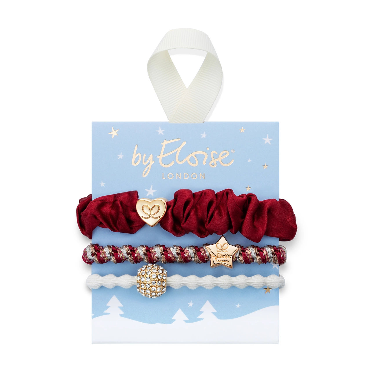 byEloise Candy Cane Sparkle zīda matu gumiju komplekts