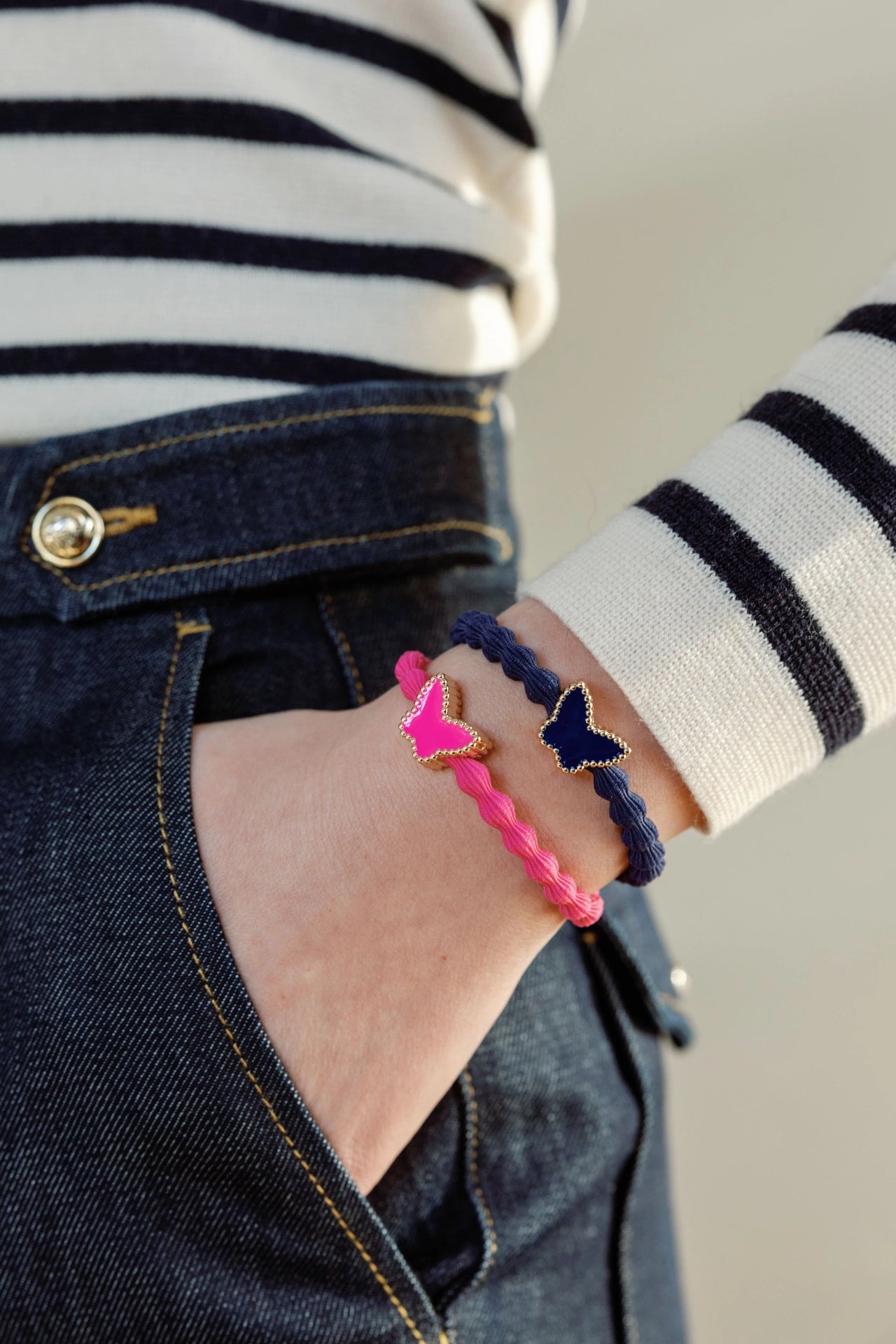 byEloise Enamel Gold Butterfly Black matu gumija