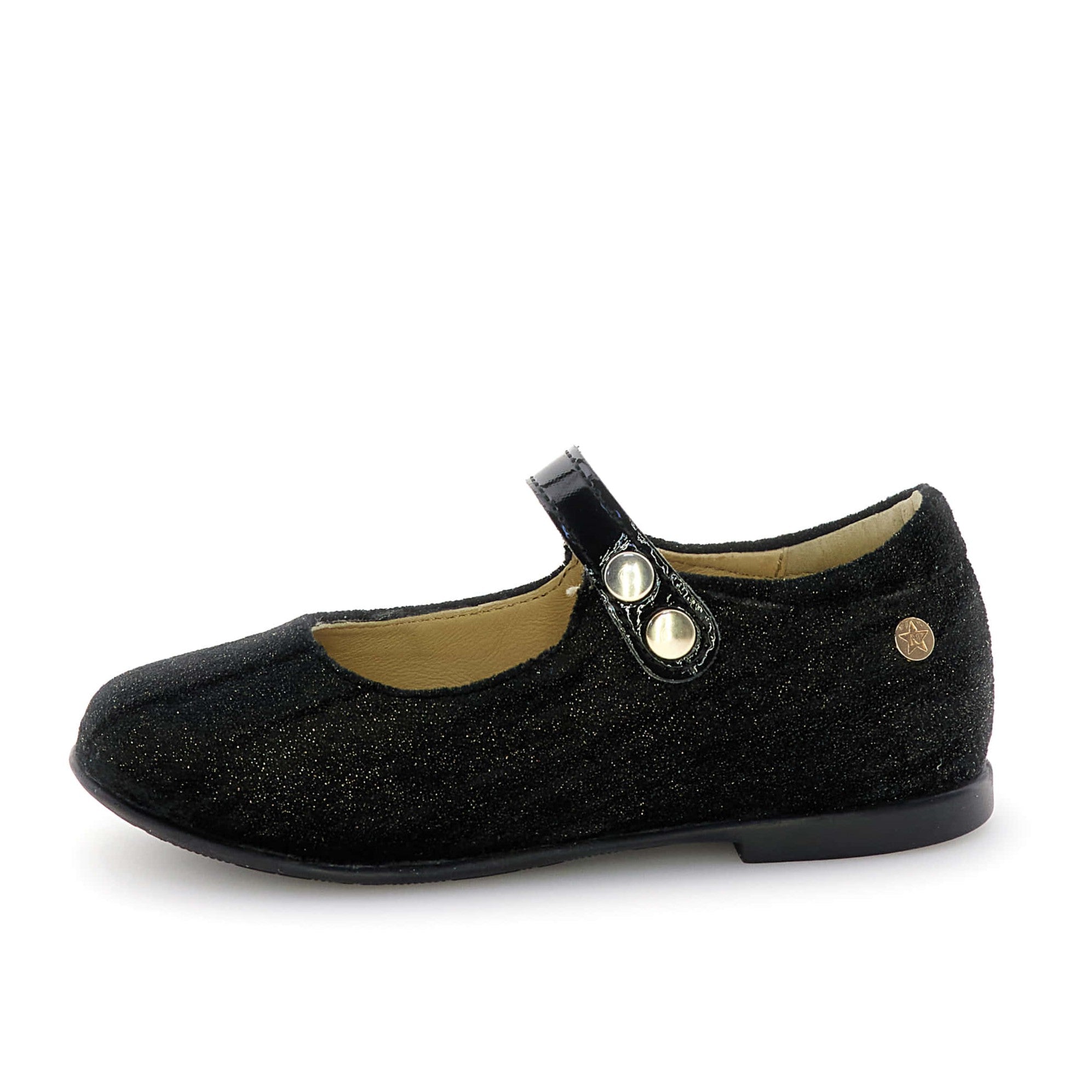 Naturino Ovindoli velvet slippers - black with gold accents