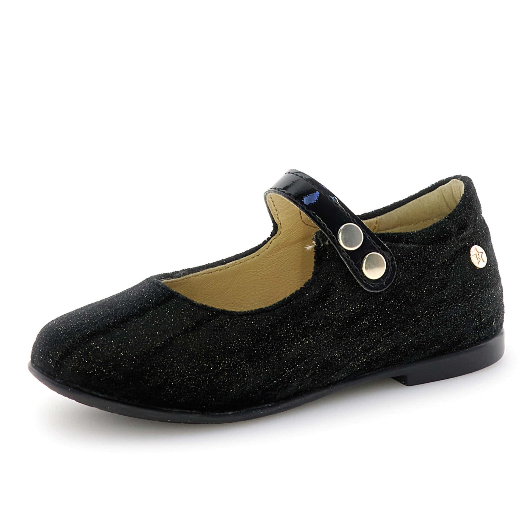 Naturino Ovindoli velvet slippers - black with gold accents
