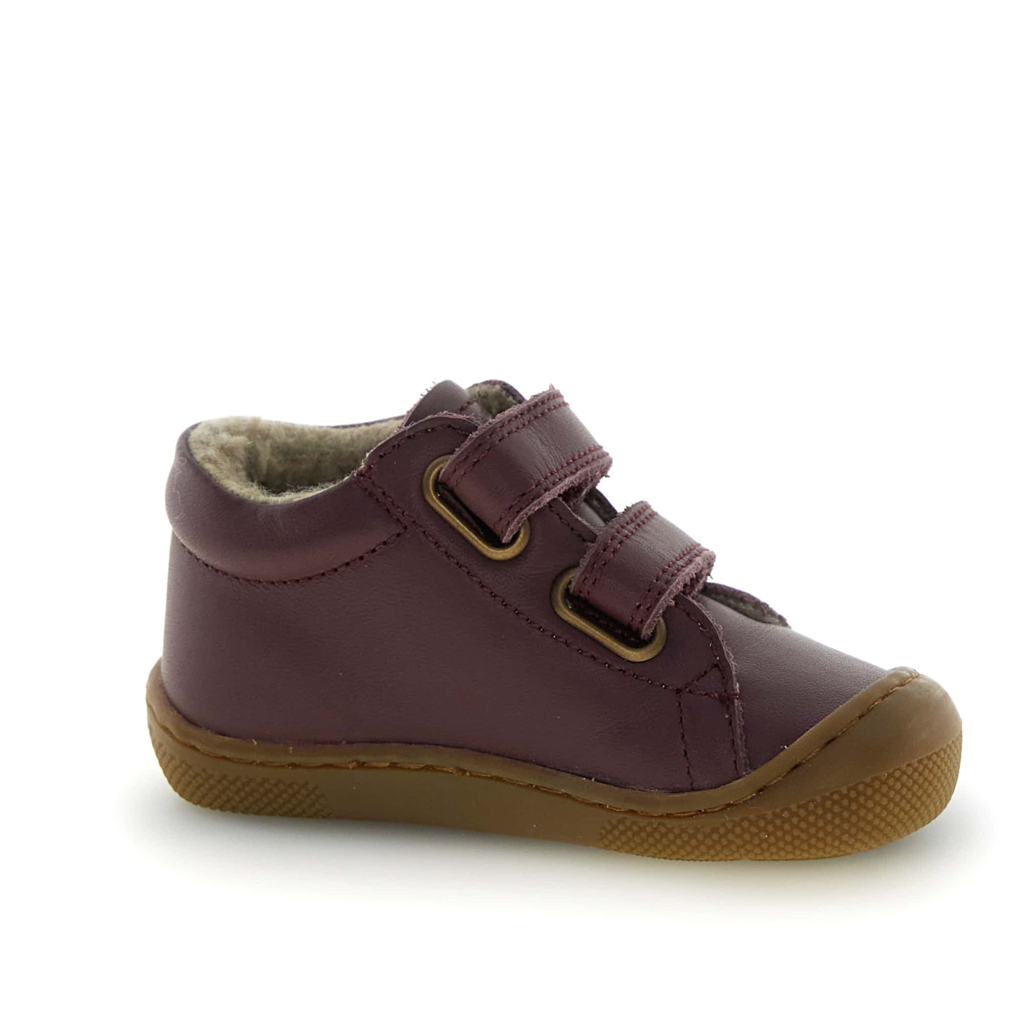 Naturino Barefoot Amur Wool Prune siltinātie ādas zābaciņi