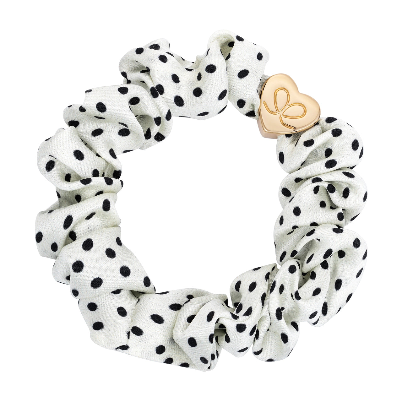 byEloise Gold Heart Polka Dot zīda matu gumija