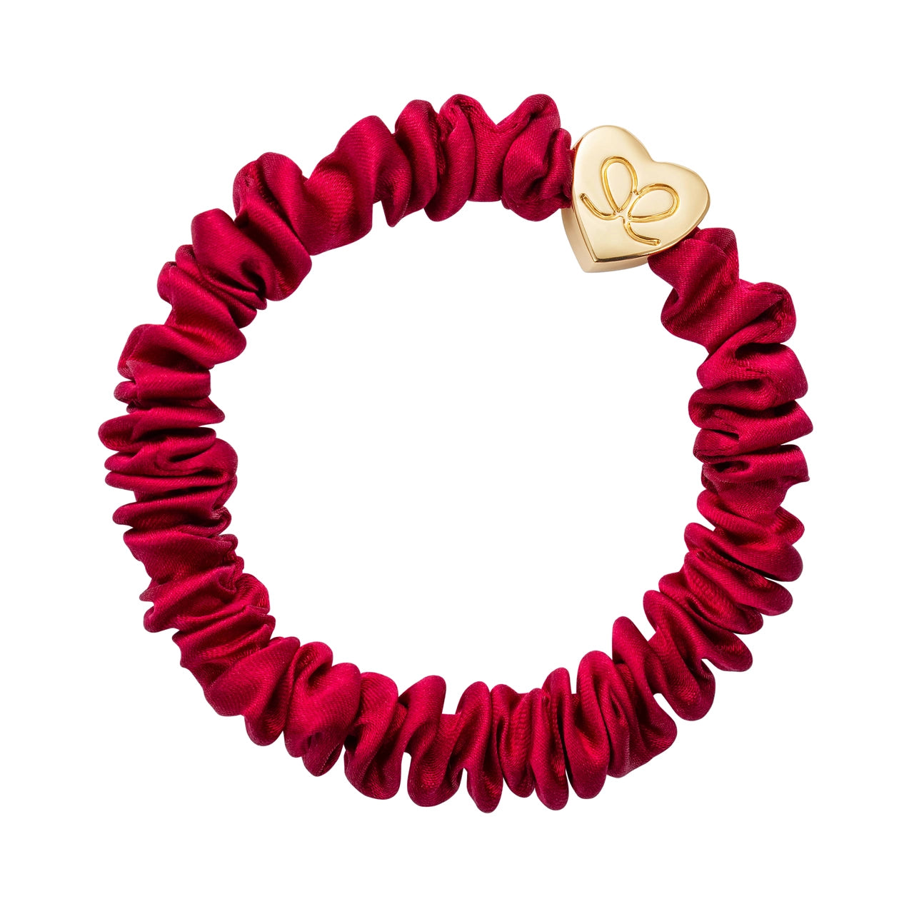 byEloise Gold Heart Skinny Burgundy zīda matu gumija