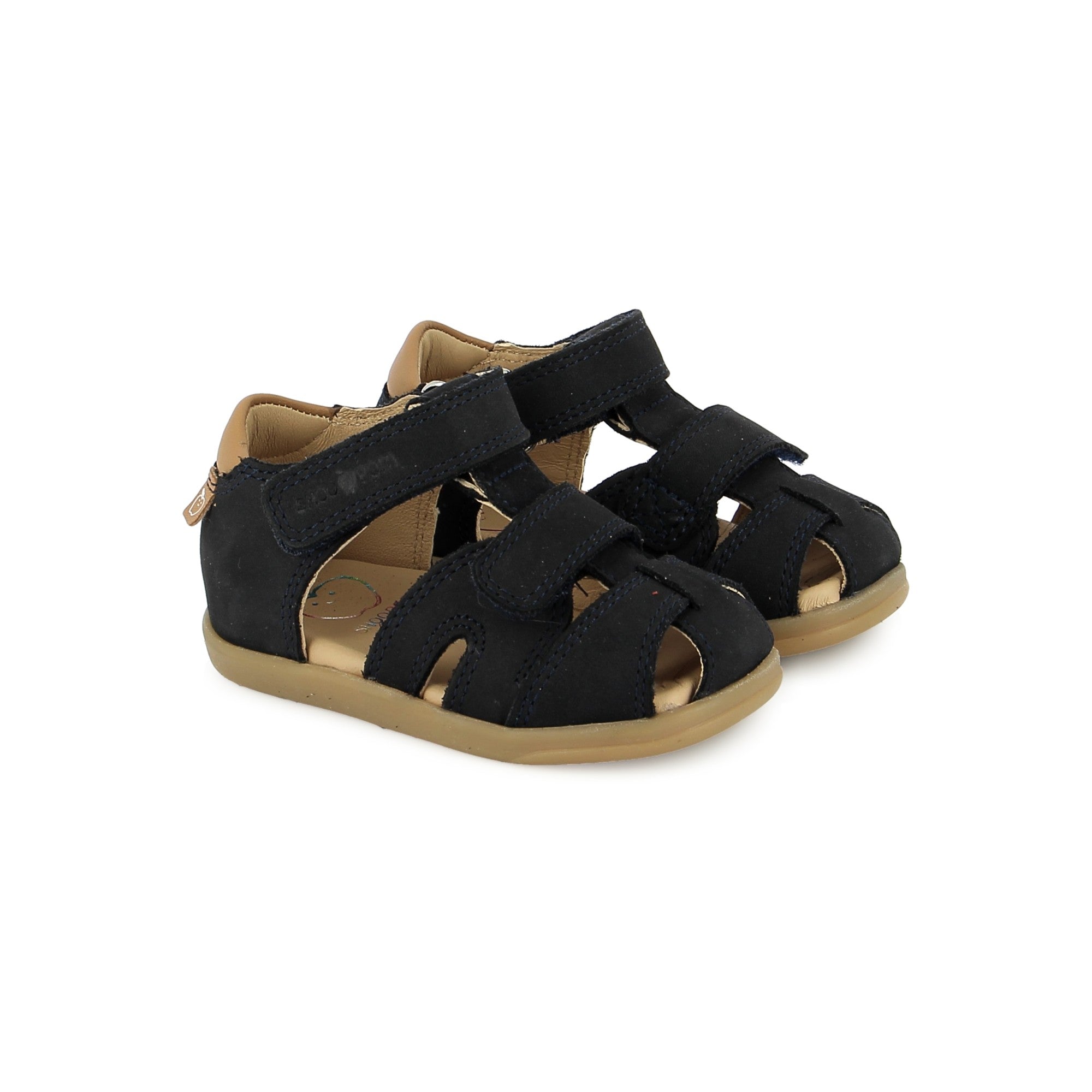 Shoo Pom Pika Nubuck Navy-Camel sandalītes
