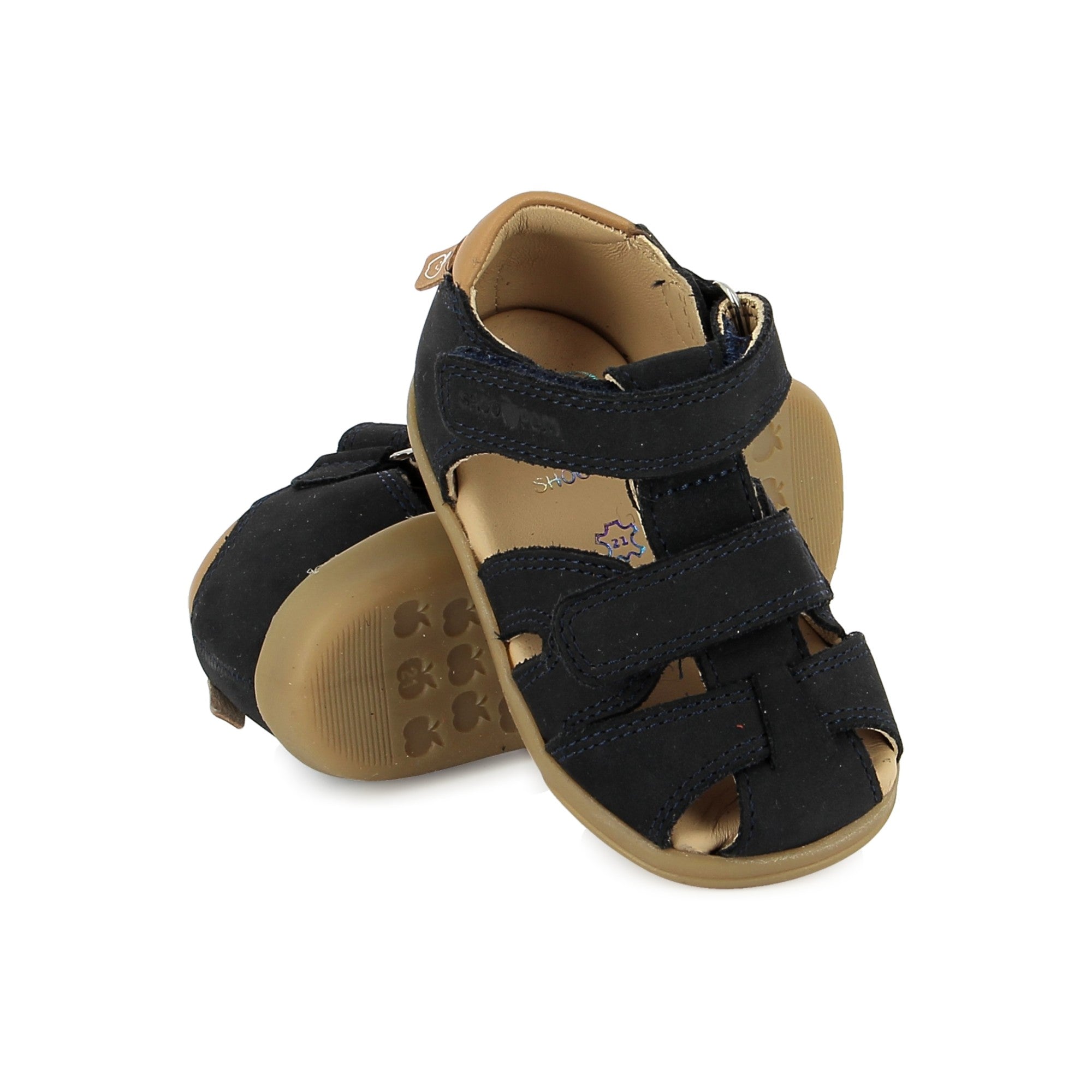 Shoo Pom Pika Nubuck Navy-Camel sandalītes