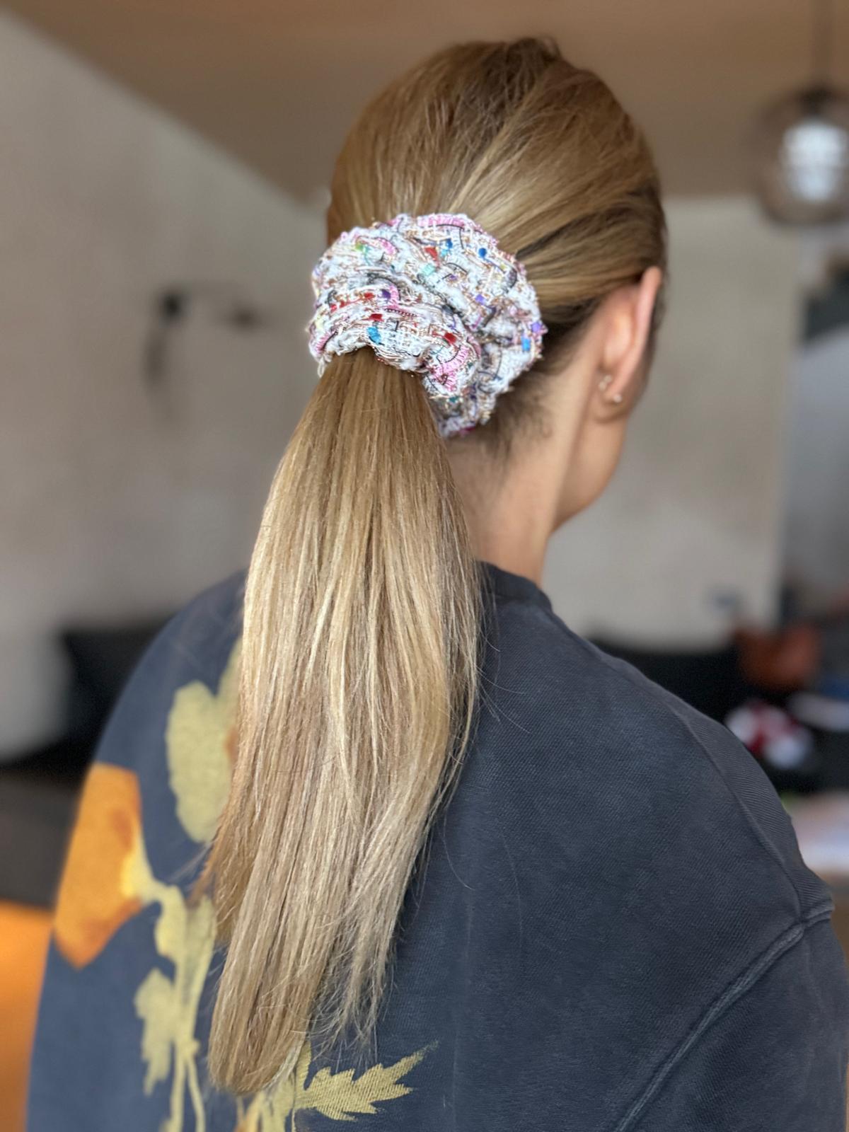 SIENA Tweed Scrunchie French Blue matu gumija