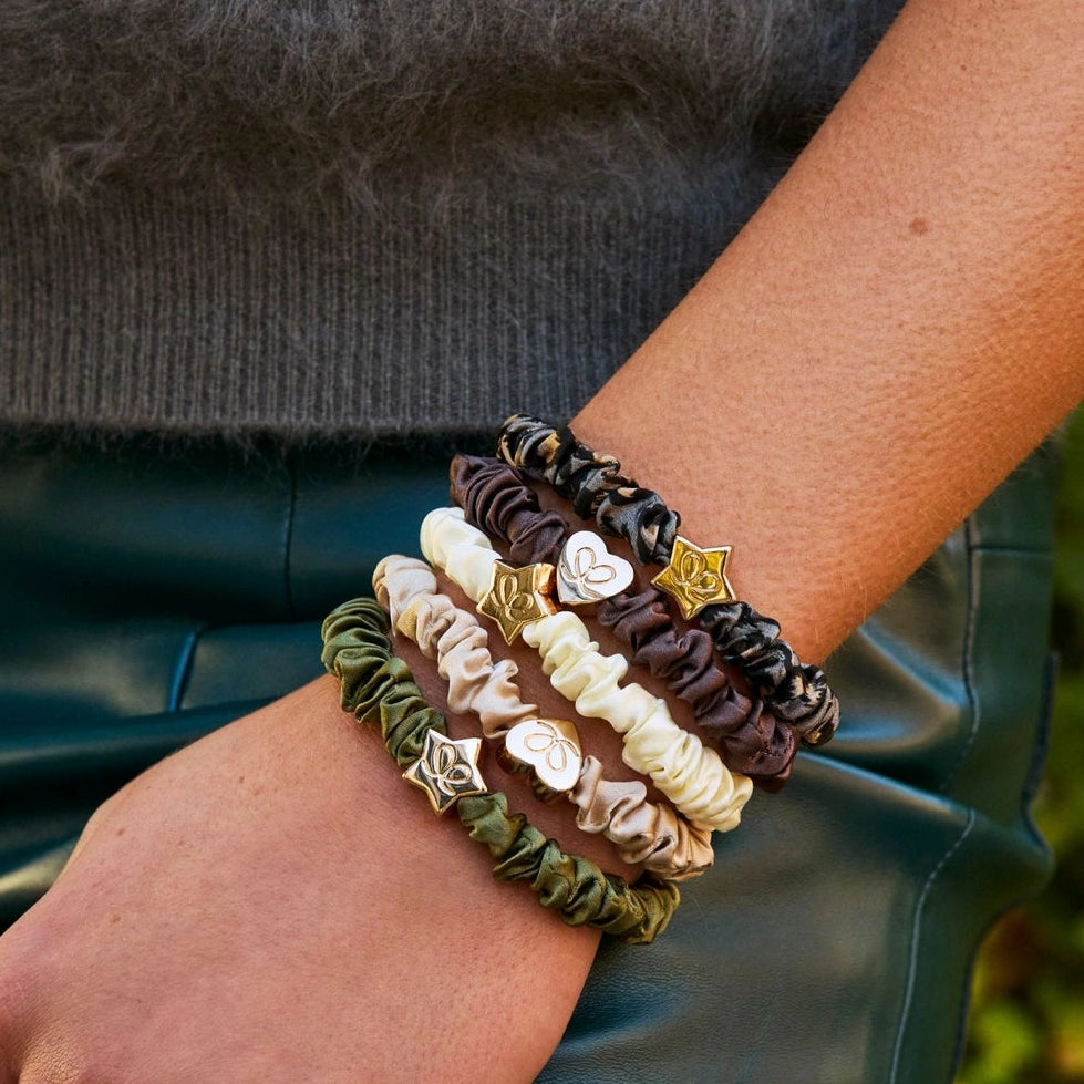 byEloise Gold Star Skinny Leopard zīda matu gumija