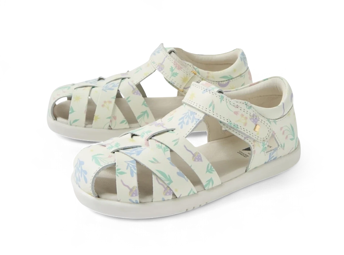 Bobux KP Tropicana White Floral ādas sandales