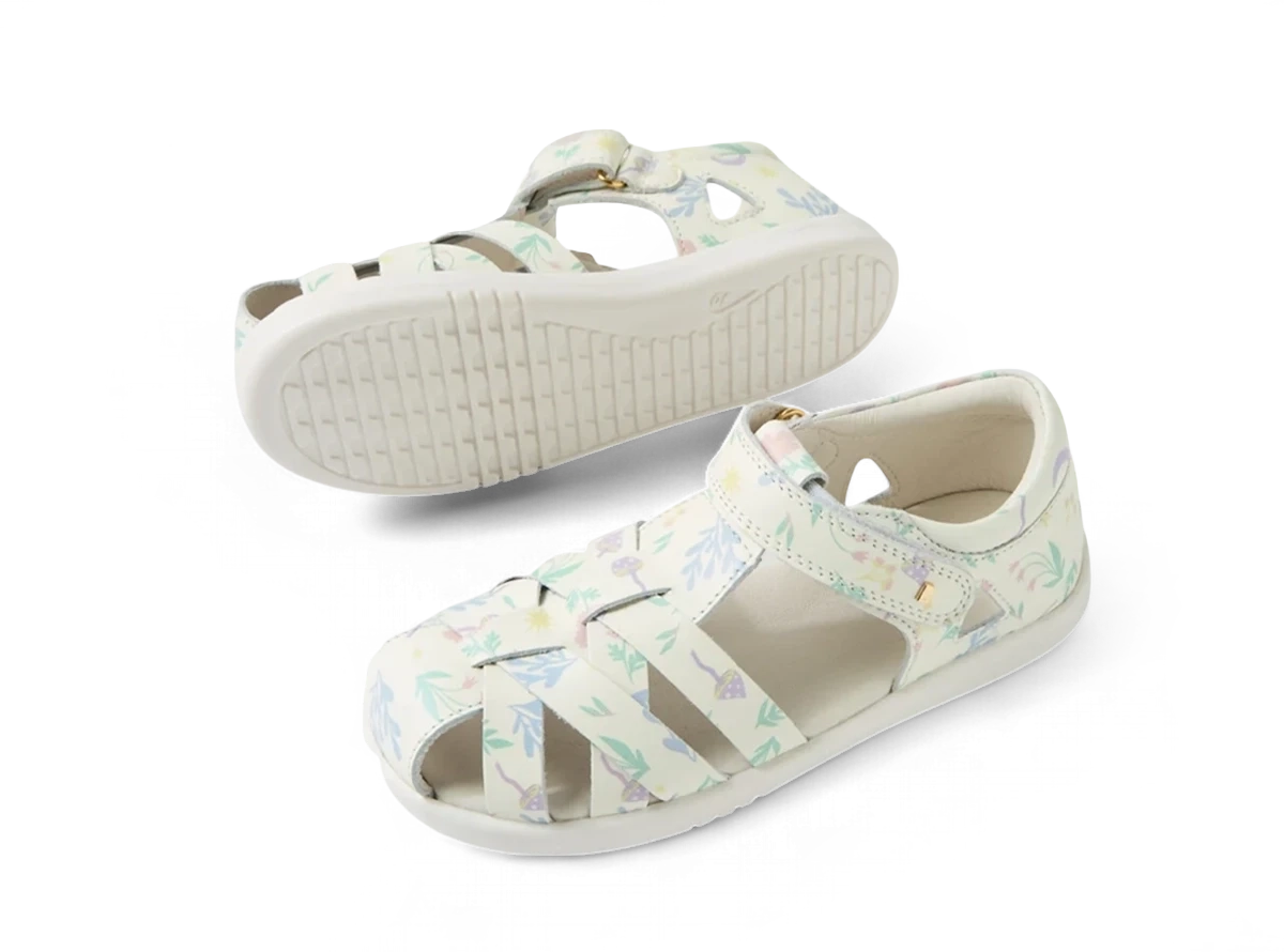 Bobux KP Tropicana White Floral ādas sandales