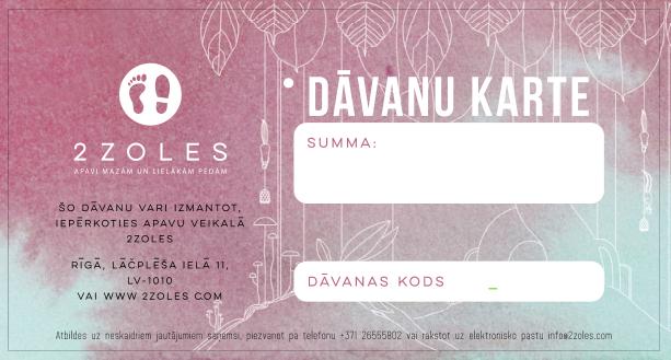 2zoles DĀVANU KARTE pirkumiem veikaliņā