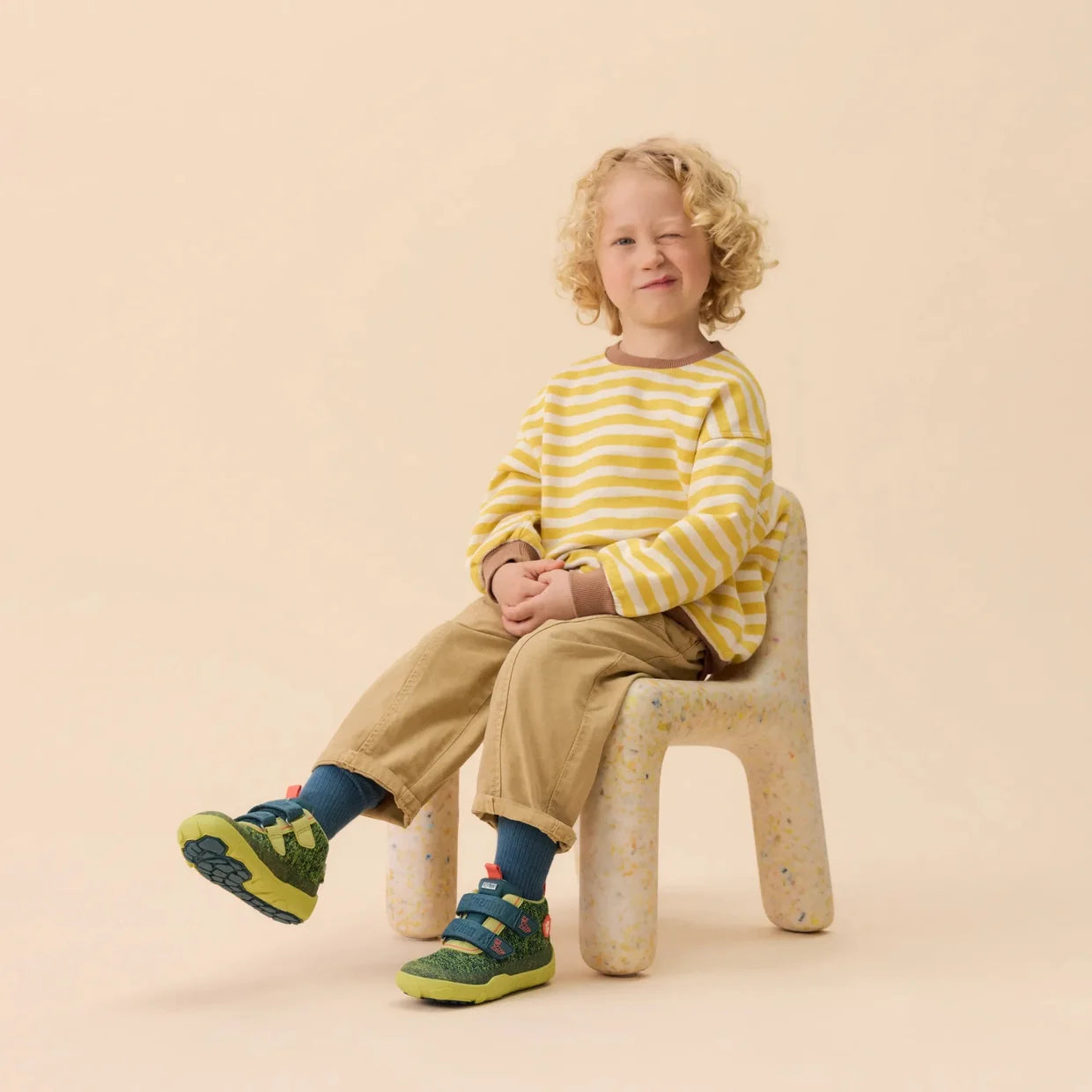 Affenzahn Low Boot Knit Happy Caterpillar Lime ūdensizturīgi apavi